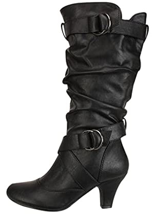 Stivali Alti Donna con Tacco Retro Eleganti Scarpe Stivaletti Moda Autunno Inverno Stivaletto Femminile (Black, 38)