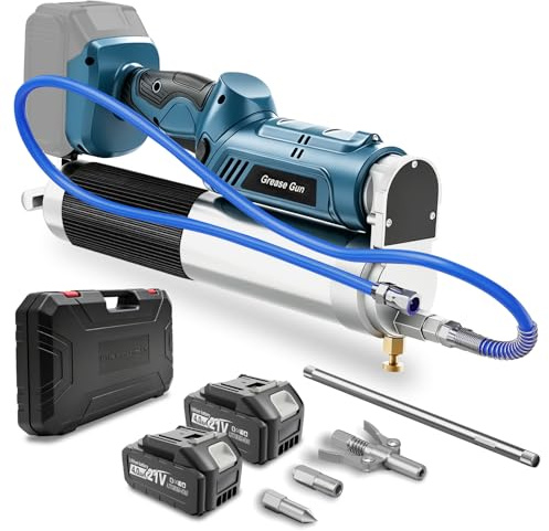 12000PSI Akku Fettpresse Kompatibel mit Makita Akku 18V, Elektrische Fettpresse mit 2 * 4000mAh Akkus, inkl.100cm Schlauch, 3 Mundstück, Bürstenlosem Motor und LED-Leuchte für LKWs, Bauernhöfe