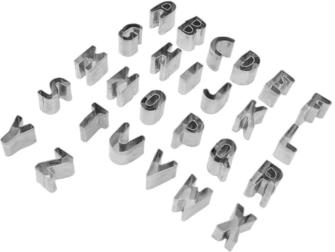 LUCKDANO Alphabet Cutters Alfabet 26st Alphabet Cookie Cutter Set | Kexskärare i Rostfritt Stål med Versaler | Lätt Att Rengöra & Förvara | Perfekt för Kakchokladbakning och Gör-det-själv