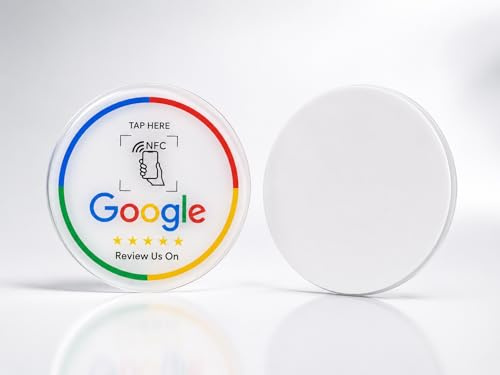 Placa Acrílica NFC Adhesiva para Reseñas Google, Compatible con NFC, para Restaurantes, Tiendas y Negocios