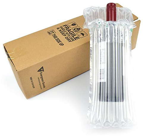 Evergreen Goods - 10 scatole per bottiglie di vino e spirito, con cuscino gonfiabile a colonna d'aria, confezione sicura e trasporto di bottiglie di vetro (scatola e borsa per 1 bottiglia)