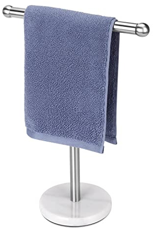 Handtuchhalter Ständer mit schwerem Edelstahlsockel, T-Form Handtuchhalter, freistehend für Badezimmer Waschtisch, Arbeitsplatte, 304 Edelstahl (gebürstetes Silber)