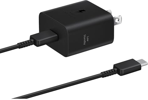 Samsung 25W Wall Charger Power Adapter with Cable, Super Fast Charging, Compact Design, Energy Efficient, Compatible with Galaxy and USB Type C Devices, Black