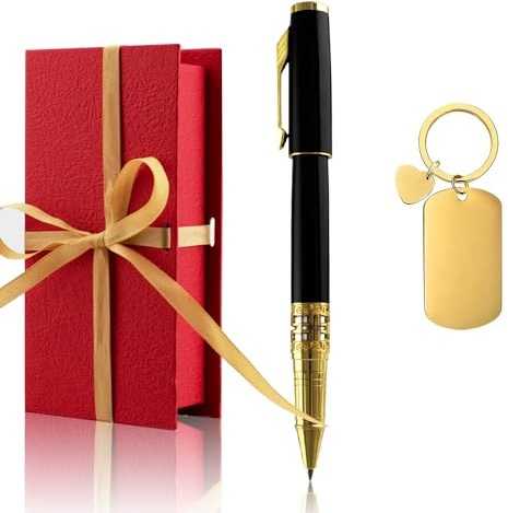Yastar Stylo de luxe personnalisé avec boîte à stylos, corps en métal gravé avec votre message, nom personnel, message, idée cadeau pour travail, bureau,