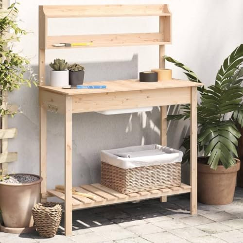 Table de plantation avec lavabo 147,5 x 44 x 139,5 cm en bois massif sapin 156346