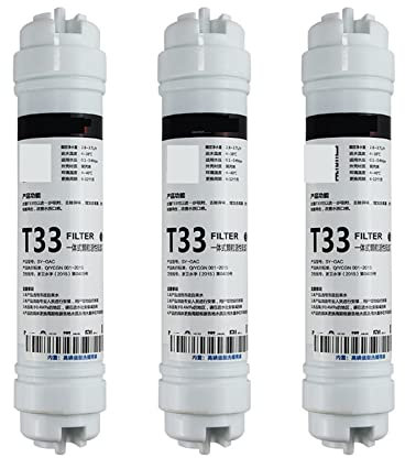 Water Filter System, T33 Water Filter Cartridge,Coconut Shell Activated Carbon,Universal Water Filter Replacement.Water Filter System Accessories,for Under Sink Home Domestic(3PCS)