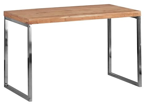 KADIMA DESIGN Schreibtisch Guna Massivholz Akazie | Computertisch 120 x 60 cm aus echtem Holz | Laptoptisch im Landhaus-Stil | Konsolen-Tisch mit Metallbeinen | Arbeitstisch