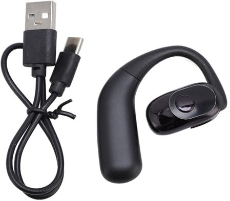Ouitble Auricolari Aperti Bluetooth V5.4 Auricolare a Orecchio Singolo Cuffie Sportive Senza Fili 180 ° Rotazione con Ganci Cavo USB C per Business Guida Sport Ufficio