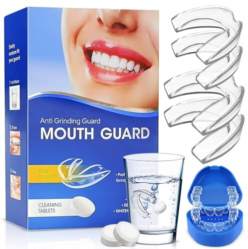 4 Pièces Gouttiere Dentaire Bruxisme,2 Tailles Gouttière Dentaire,Goutiere Dent,Gouttiere Anti Ronflement,Goutiere Dent Bruxisme pour Améliore La Qualité Du Sommeil Avec feuille de nettoyage