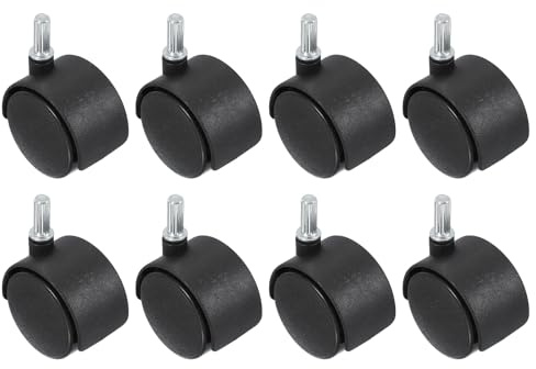 PATIKIL Rotelle Per Sedia Ufficio Sostituzione 8x20mm 8 Pezzi 2 Nylon Heavy Duty Rotelle Mobili Ufficio Con Ruota Universale Per Pavimento Legno Tappeto Nero