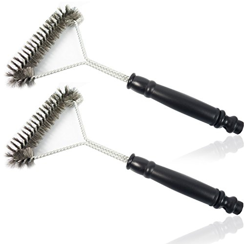 Lot de 2 HSM Brosse pour Barbecue 30 cm Brosse métallique Brosse de nettoyage barbecue Brosse de nettoyage Nettoyant dreiseitige BBQ Barbecue Brosse Grille Nettoyant