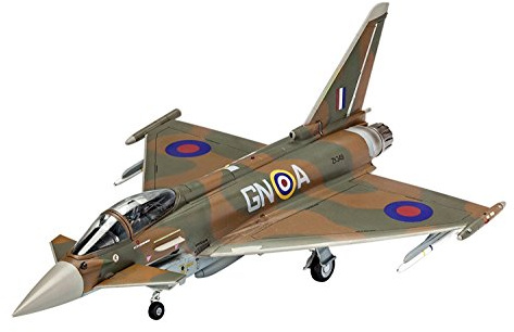 Revell 03900 British Legends: Eurofighter Typhoon RAF, flygplansmodellbyggsats 1:72, 22,2 cm kontroll flygplan originaltrogen modellbyggsats för nybörjare, olackerad