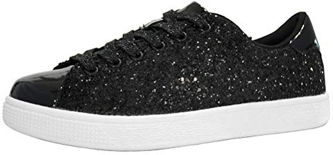 LUCKY STEP Glitterskor glittrande bling glänsande snygga snygga snörning mode sneakers för kvinnor, Svart, 40.5 EU