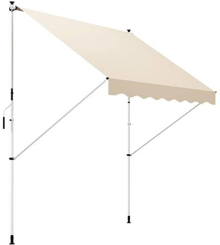 Outsunny Tenda da Sole 3x1.5 m con Braccio Avvolgibile, Tenda Parasole da Esterno a Manovella in Alluminio e Tessuto Poliestere 180g/㎡, per Giardino, Balcone e Terrazza, Beige