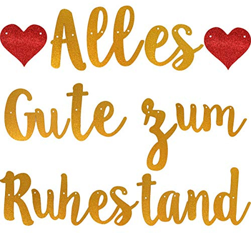 Alles Gute zum Ruhestand Girlande Glitzerbanner Gold zum Renteneintritt | Endlich Ruhestand Girlande Rente Geschenk Girlande für Renter Party Rente Abschied Kollegen Renteneintritt Party Zubehör