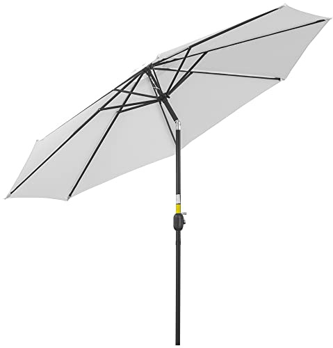 Outsunny Ombrellone da Esterni Inclinabile a 8 Stecche con Manovella, Ombrellone da Giardino in Metallo e Poliestere, Ø295x250 cm, Bianco