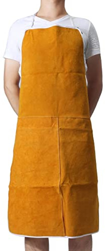 CZP Designer Cowhide Welding Welders Aprons Work Safety Workwear Glaziers Blacksmith, Yellow, approx.60*90cm