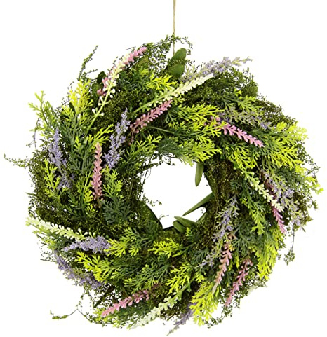 Krans Thuja lavendel gräs silkesblommor blomkrans romantisk dekoration blomkrans rottingkrans dekorativ krans dörrkrans väggkrans bordkrans ljuskrans konstgjord blomma dekoration hus hus