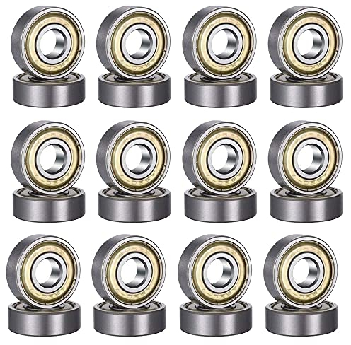 Kugellager, 24 Stück 608 ZZ Kugellager, Double Shielded Miniatur Rillenkugellager, für Skateboards, Roller, Inline Skates