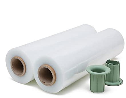 Good Warehouse Hochwertige Stretchfolie 23 m – 500 m Verpackungsfolie mit Handabroller-Set – 40 cm breite Wickelfolie – 2 Rollen Schutzfolie für Möbel, Umzug, Paletten, Transport