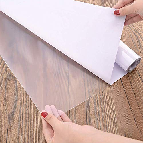 Sticky Back Plastic Clear Book Covering Self Adhesive Vinyl Film Transfer Paper Waterproof Oilproof Peel and Stick Wallpaper 40X500cm Transparent Protective Kitchen Backsplash Furniture Stickers DIY