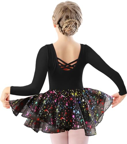 DANSHOW Justaucorps de Ballet pour Filles pour la Danse Jupe en Mousseline irrégulière Brillante,Bambins,Enfants(40421-06Q-XL)