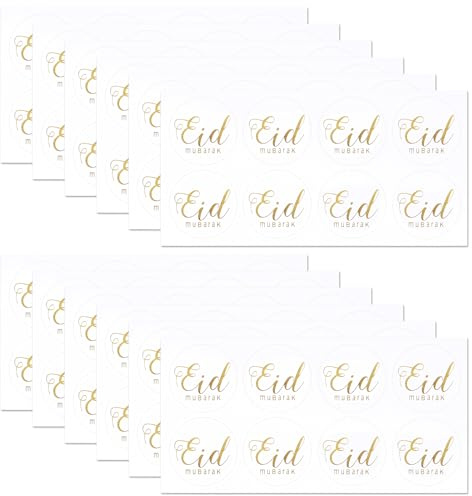 96st / 12 Ark Mubarak, 4cm Guld al Adha Muslim Islam Klistermärken Dekorationsklistermärken Kuvertförseglingar för Eid Festfavoriter