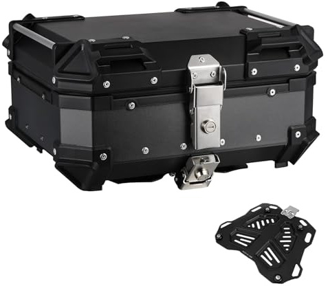 Motorcycle Tail Box 28L Motorcycle Top Box Storage Luggage Trunk Waterproof Motorcycle Rear Box Aluminum Tail Storage Helmet Box For Motorcycle Scooter(Black)