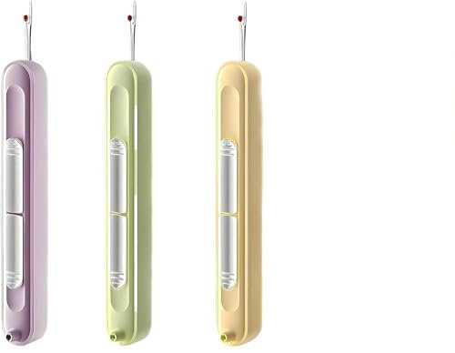 3 Stück 2-in-1 Nadeleinfädler Nahttrenner, Dehnbarer Nadel Einfädelhilfe Nähmaschine Faden Einfädler Für Nähnadeln Nähmaschinen Nadeln Seam Ripper Needle Threader Zum Handnähen Handwerk Quiltzubehör