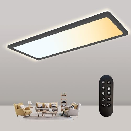 Goodjoo 22W Deckenlampe LED Deckenleuchte Dimmbar 2800LM, Schwarz, 58x20cm