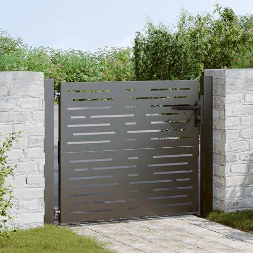 Swpsd Garden Gate with Lock Black 105 x 100 cm Powder-coated steel for Garden Model42015899