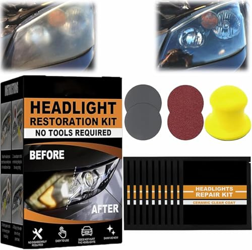 YUYQAQ Restowipes Headlight Restoration Kit, Resto Wipes, Automotive Headlamp Restoration Fluid Kit, Polish Headlights Lens Restore Cleaner for Car