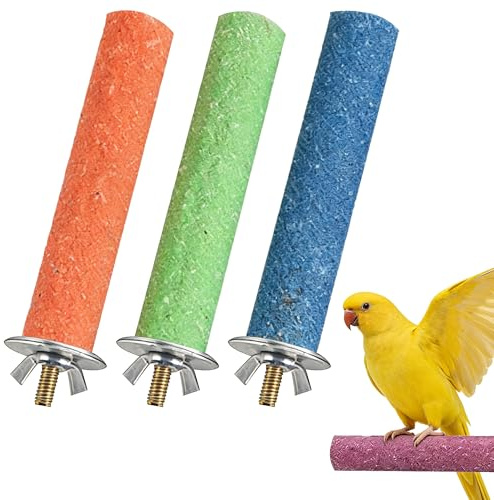 AFIODA 3 Pcs Parrot Perches 20cm, Colourful Bird Cage Perch Bars, Sanded Wood Perches for Parrot Budgie Parakeet Cockatiel Conure Lovebird, Paw & Nail Grinding Stand, Random Colours
