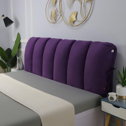 Fodera imbottita per testiera del letto, per letto matrimoniale, in metallo, cuscino di supporto per la schiena, in tessuto morbido, protezione per testiera (viola, 120 x 60 cm)