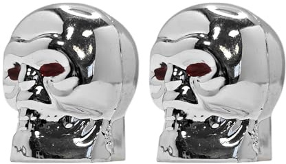 cyclingcolors 2X Ventilkappen Ventildeckel Totenkopf aus Kunststoff für Schrader-Ventil Reifen Fahrrad Motorrad Auto Quad E-Scooter, Silber