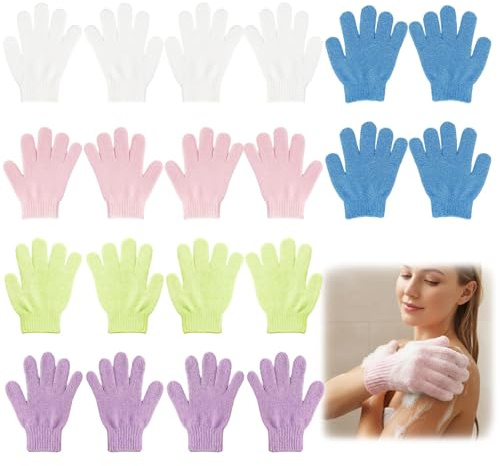20 Stück Peelinghandschuh, Peeling-Handschuhe Exfoliating Gloves für Körper und Gesicht Massage Handschuh Peeling, Waschhandschuh Körper Für Hautpflege & Wellness (Weiß,Rosa,Lila,Grün,Blau)