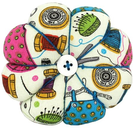 AXNKDH Pumpkin Shaped Pin Cushion, Soft Fabric Sewing Needle Holder with Elastic Wrist Strap, Portable Handmade Pincushion for Craft DIY Embroidery Sewing Supplies