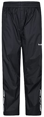 BenBoy Kids Rain Pants Waterproof Lightweight Pants Elastic Waist Outdoors Trousers for Boys Girls,YK5939H-Black1-152