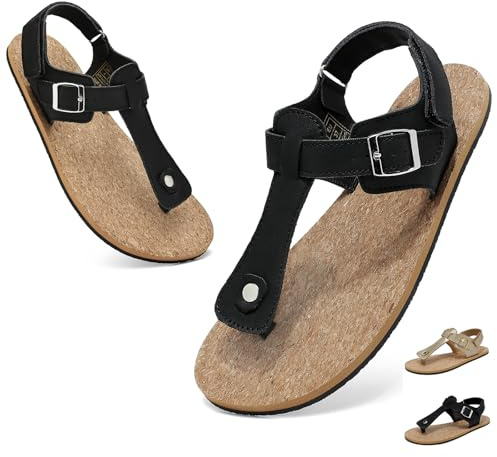 chetoria Sandales Femme Confortable Été Tong Mules Pied Large 37-42EU | Boîte à Orteils Large, Semelle Zéro Drop Antidérapante, Scratch et Boucles Réglables, Mules Minimalistes Femme Respirantes