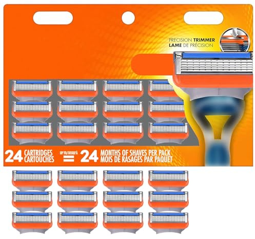 24 piezas Fusion 5 cuchillas de repuesto,cuchillas fusion,para afeitadoras Fusion-5, cuchillas de afeitar, 5 cuchillas, compatibles con maquinillas húmedas, afeitadoras de hombre