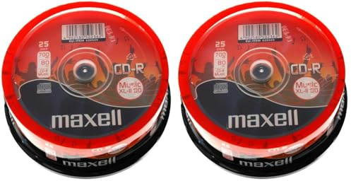 CD-r Audio maxell Music XL-II 80 tarrina 25 uds (Paquete de 2)