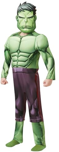 RUBIES - Marvel Avengers Officiel - Déguisement Luxe Hulk Enfant - Taille 5-6 Ans - Combinaison Imprimée Effet « Muscle » Avec Masque en Mousse