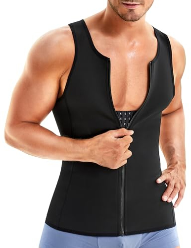 Wonderience Homme Galbant Minceur Body Shaper Compression Shirt Débardeur avec Fermeture à glissière sous-vêtements pour contrôle du Ventre