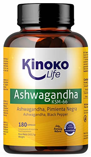 Ashwagandha KSM-66 180 Kapseln, 500mg, Mit Schwarzem Pfeffer, Vegan, Ohne Magnesiumstearat, Glutenfrei, Non-GMO