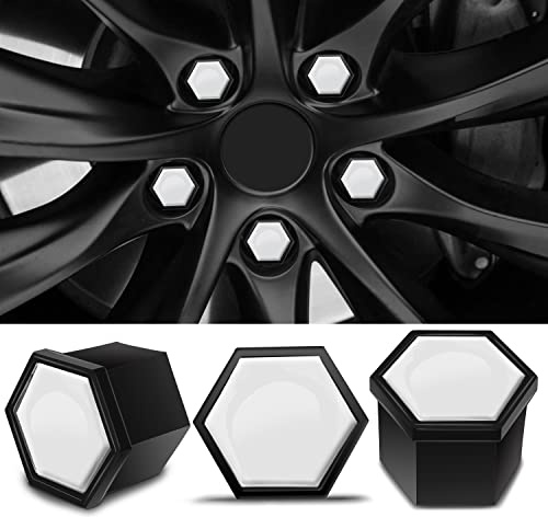 Biomar Labs Hjulmutter skydd låsning bult lock universal 17 mm vit svart glans NB 5