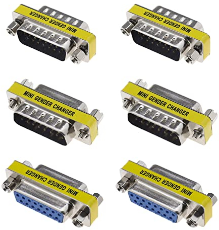 YINETTECH 6PCS DB15 Adattatore 15 Pin 2-Row Maschio A Maschio Femmina A Femmina Maschio A Femmina Cavo Seriale Gender Changer Porta DSUB Accoppiatore DSUB-RS232-D15 Cavo Convertitore