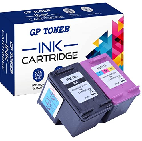 GP TONER Druckerpatronen Ersatz für HP 301 301XL Tintenpatronen für HP Deskjet 1010 1050 1510 2050 2510 2540 3050 Officejet 2620 2622 4630 4635 Envy 4500 5530 4501 (301XL 2-Pack (Schwarz + Farbig))