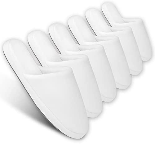 Tlizzz7 6-Pair Luxury Spa Slippers - Cotton Memory Foam Non-slip Closed Toe Washable Slippers for Hotel,Guest,Travel,Bride,Women and Men