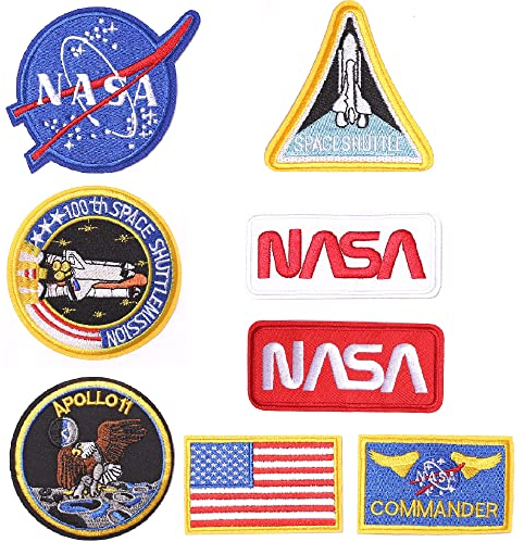 Harsgs 8PCS NASA Patches, Embroidered Iron on/Sew on Patches Space Badge Applique for Clothes, Dress, Hat, Jeans, DIY Accessories