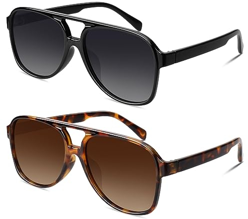 GQUEEN Retro Pilotenbrille Damen Herren 70s Polarisiert Sonnenbrille UV400